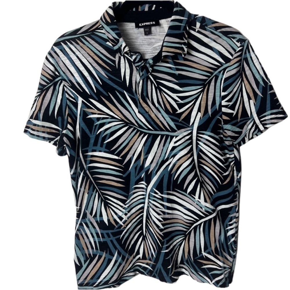 Express Floral Camp Collar polo tropical size small